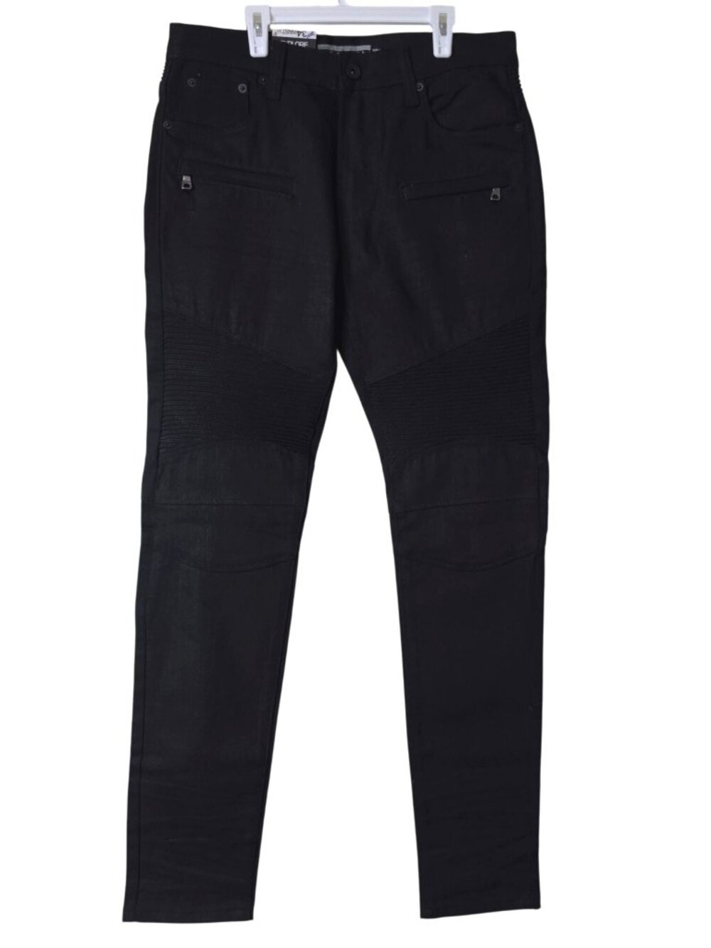 Decibel Black Moto Biker Jeans Slim Fit Ribbed Zipper Men’s Size 34 NWT